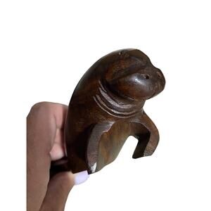 Wooden Walrus Handcarved Brown Stained Made in Mexico